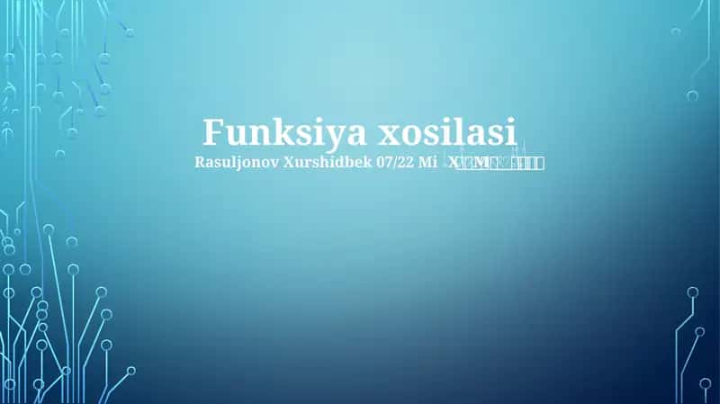 Funksiya xosilasi
