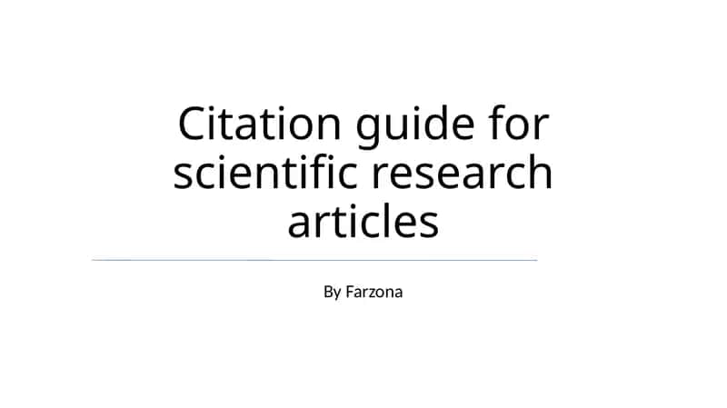 Citation guide for scientific research articles
