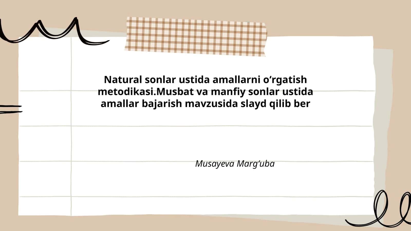 Natural sonlar ustida amallarni oʻrgatish metodikasi