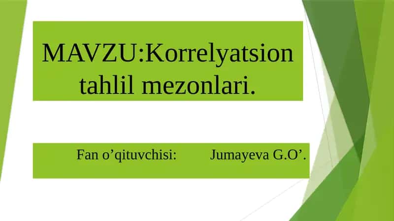 Korrelyatsion tahlil mezonlari