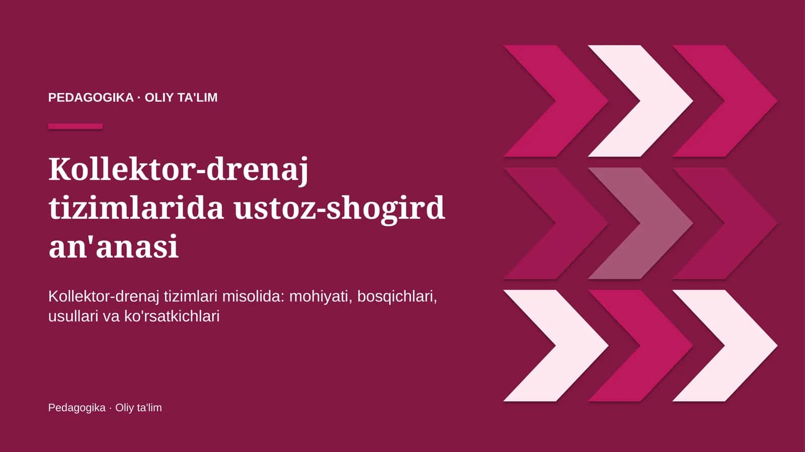 Kollektor-drenaj tizimlarida ustoz-shogird an'anasi