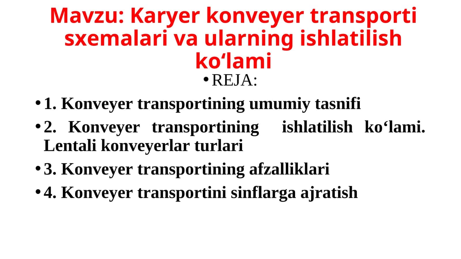 Konveyer Transporti Sxemalari va ularning Ishlatilish Ko‘lami