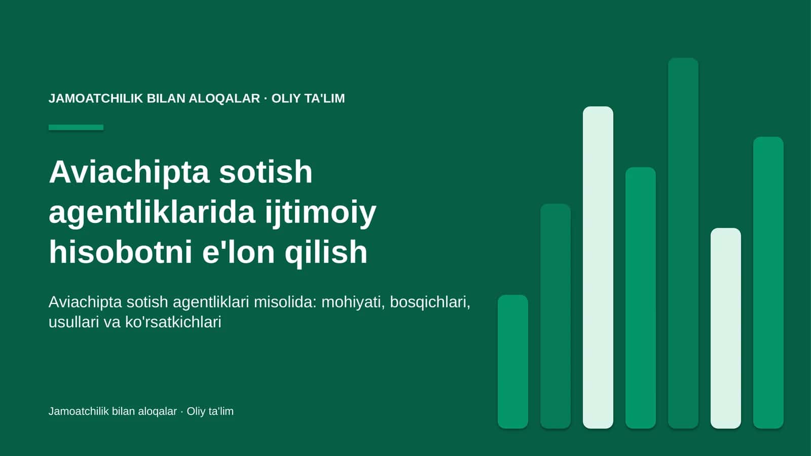 Aviachipta sotish agentliklarida ijtimoiy hisobotni e'lon qilish