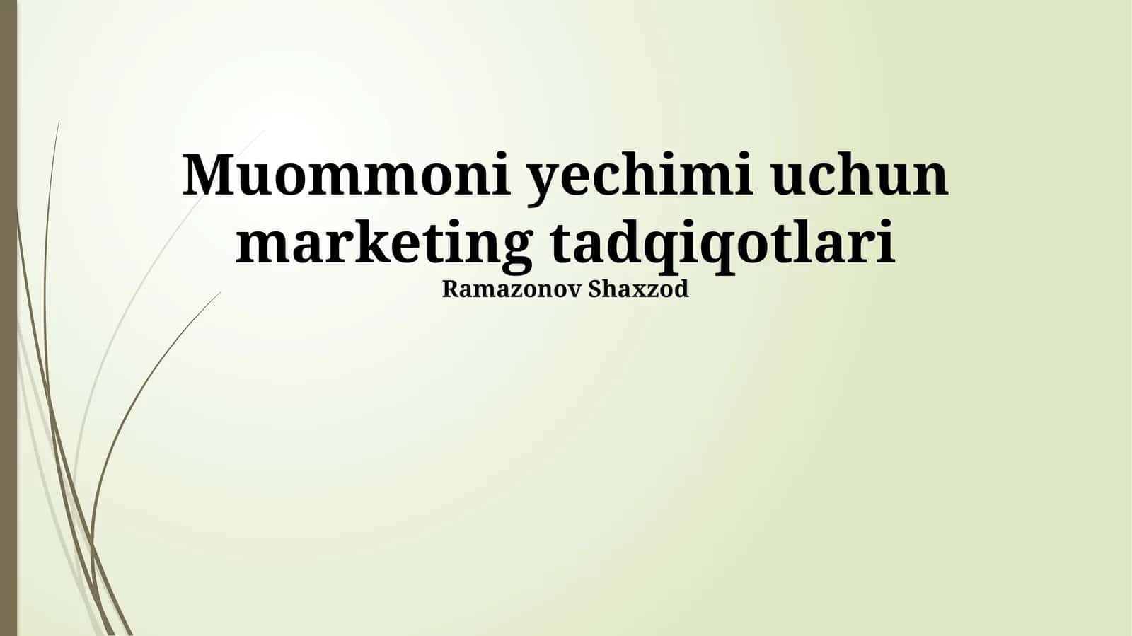 Muommoni yechimi uchun marketing tadqiqotlari