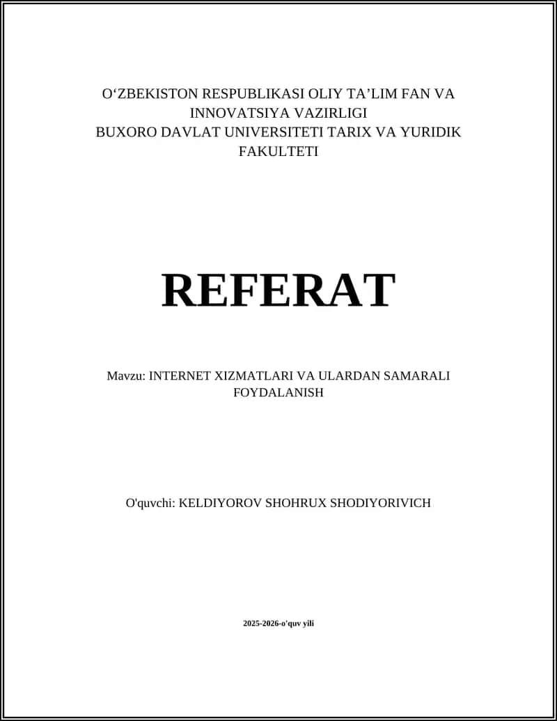 INTERNET XIZMATLARI VA ULARDAN SAMARALI FOYDALANISH
