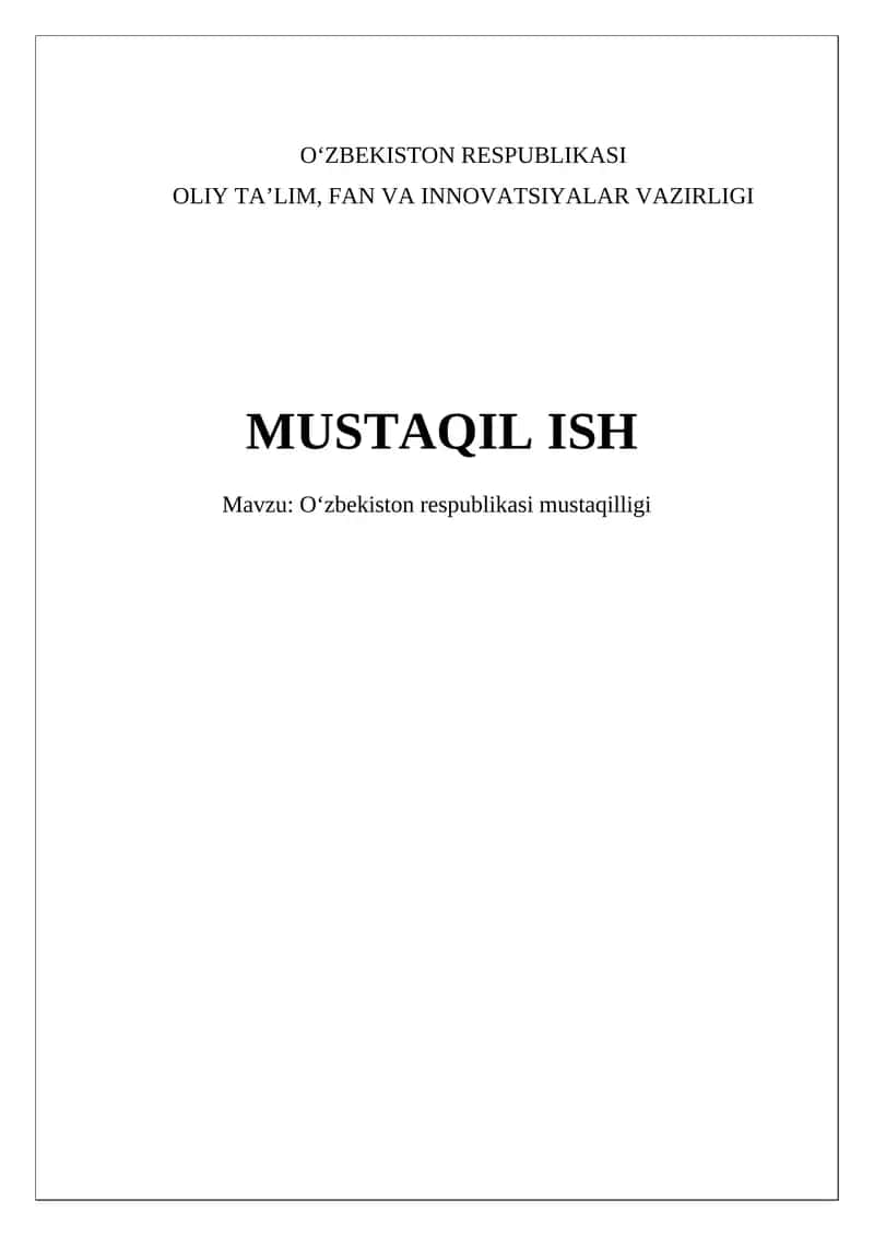 Oʻzbekiston respublikasi mustaqilligi
