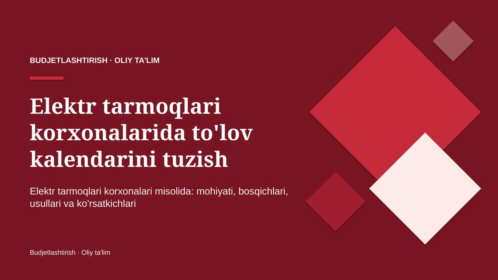 elektr tarmoqlari korxonalarida to'lov kalendarini tuzish 2963