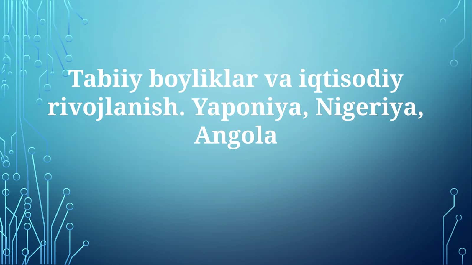 Tabiiy boyliklar va iqtisodiy ravshanlik