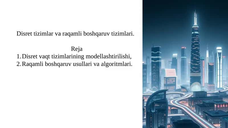 Disret tizimlar va raqamli boshqaruv tizimlari