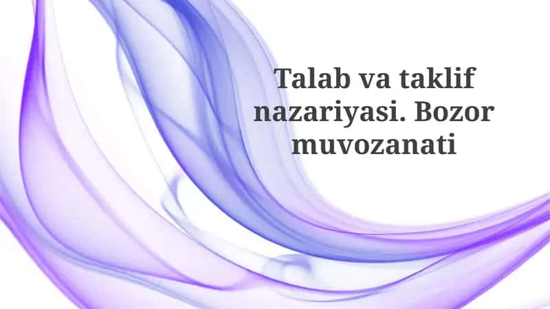 Talab va Taklif Asoslari