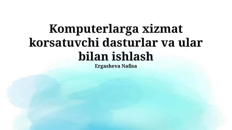 Kompyuter Xizmat Ko'rsatish Dasturlari