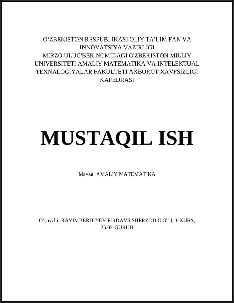 AMALIY MATEMATIKA