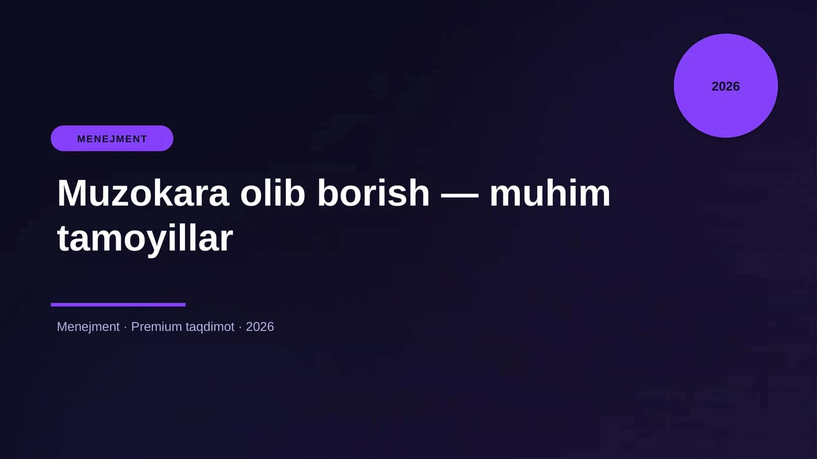 Muzokara olib borish — muhim tamoyillar