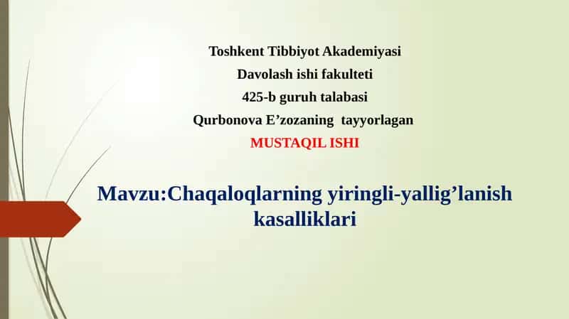 Chaqaloqlarning yiringli-yallig’lanish kasalliklari