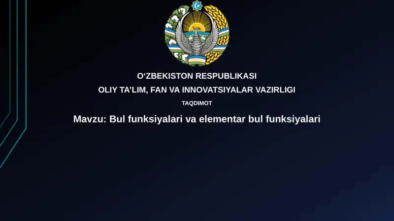 Boolean funksiyalari va elementar bulfunksiyalari