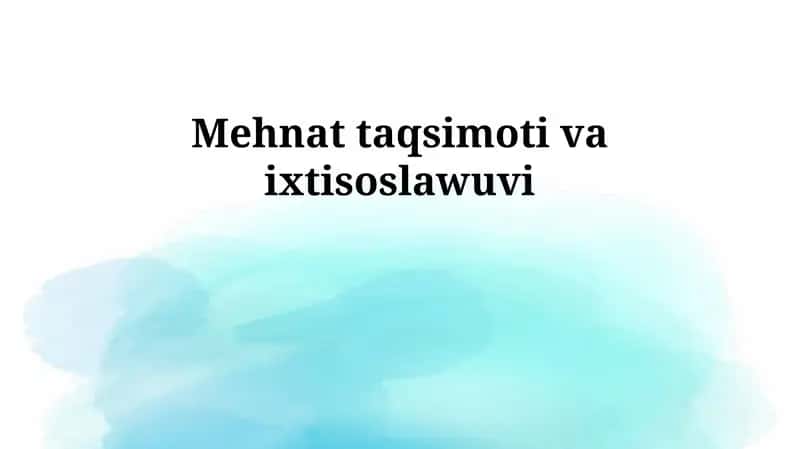 Mehmat taqsimoti va ixtisoslashuv