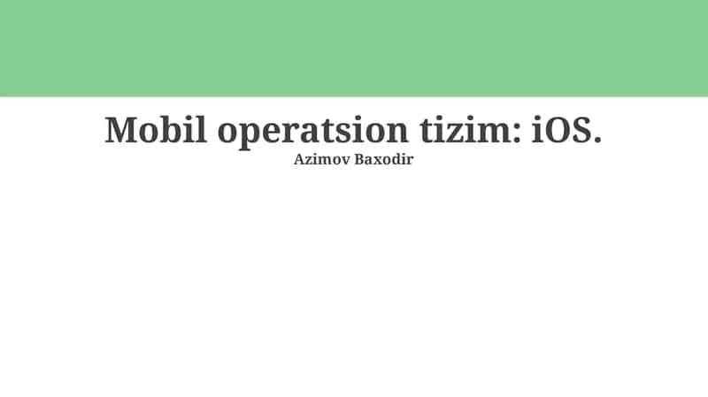 iOS Operatsion Tizimi
