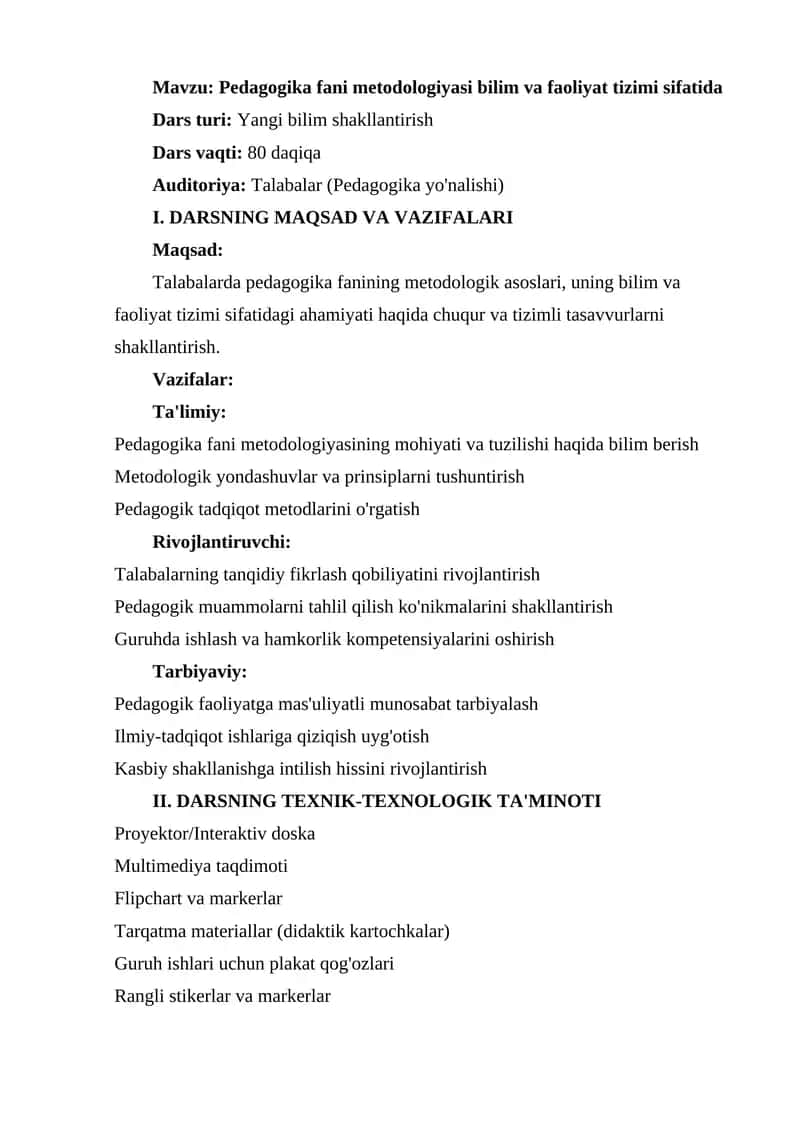 Pedagogika fani metodologiyasi