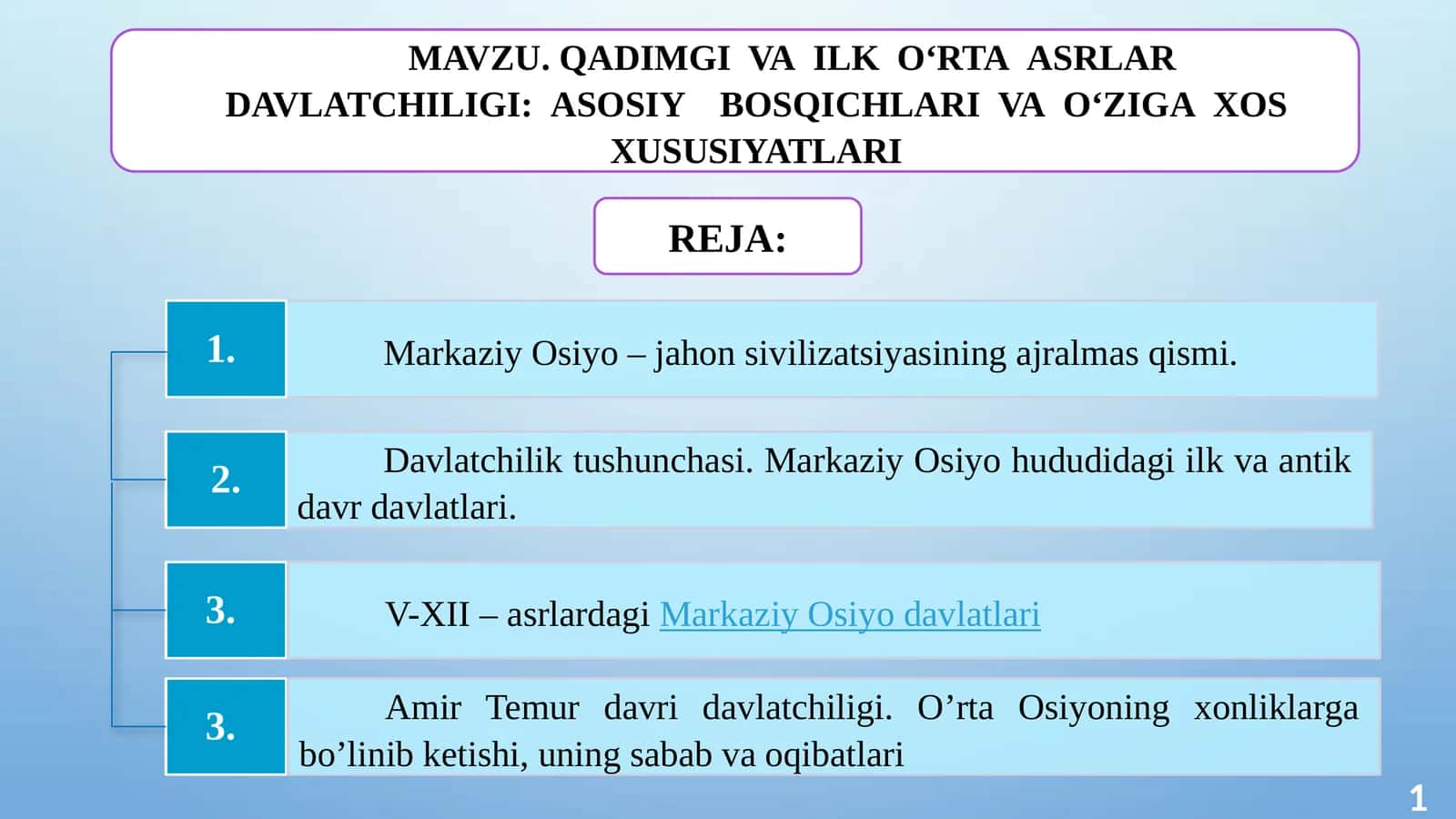 MAVZU. QADIMGIVAILKO‘RTAASRLARDAVLATCHILIGI:ASOSIYBOSQICHLARIVAO‘ZIGAXOSXUSUSIYATLARI