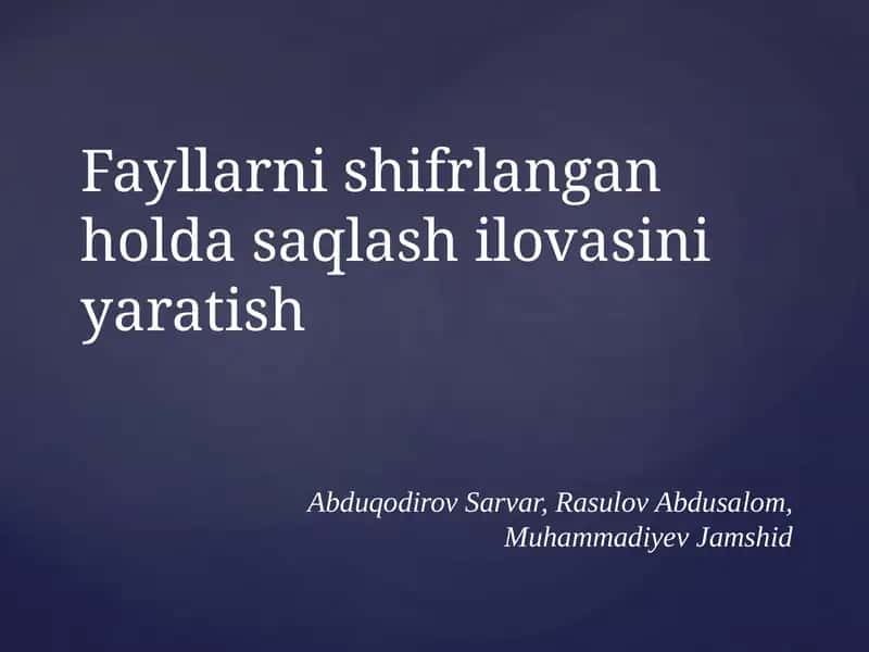 Shifrlash algoritmlari