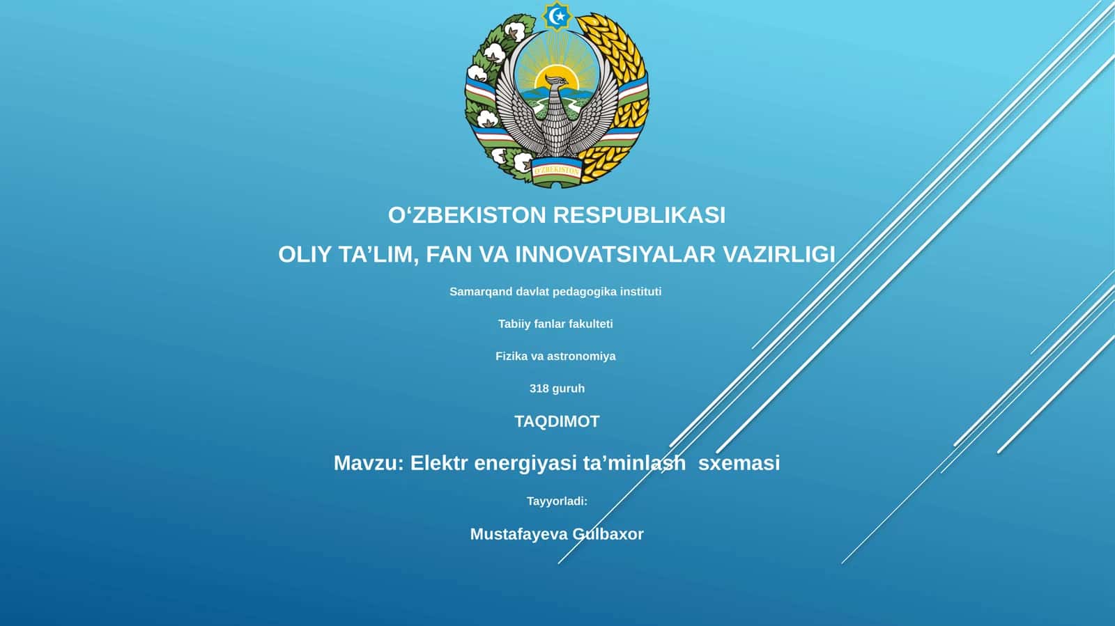 Elektr energiyasi taʼminlash sxemasi