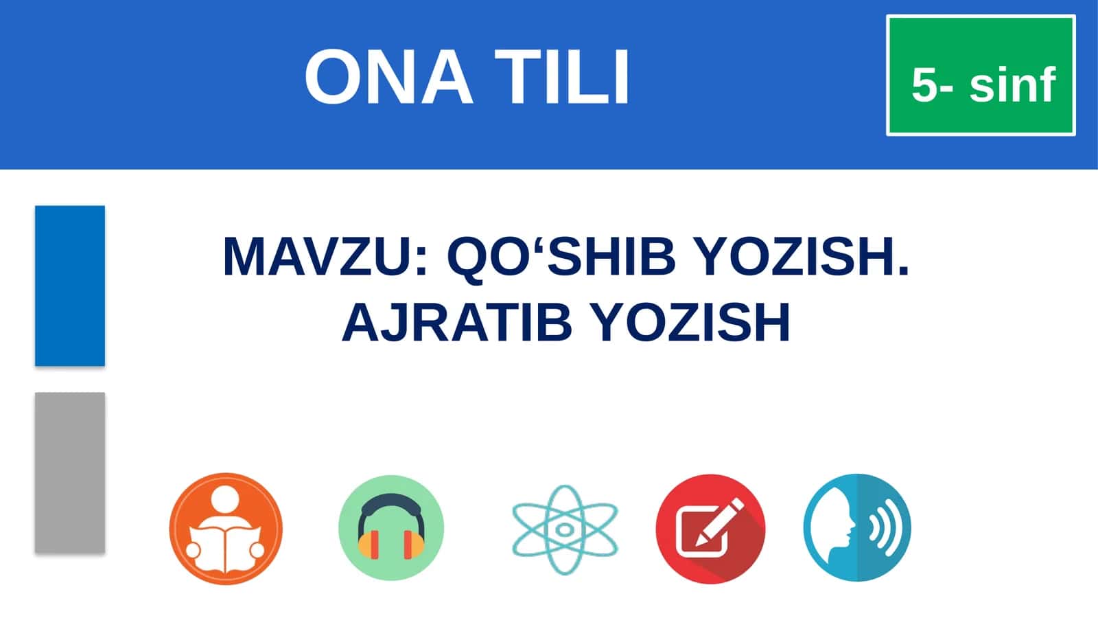 5-sinf Ona tili dars ishlanma. Qo'shib yozish. Ajratib yozish
