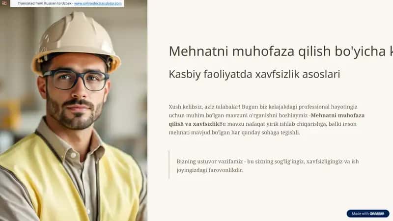 Mehnatni muhofaza qilish va xavfsizlik