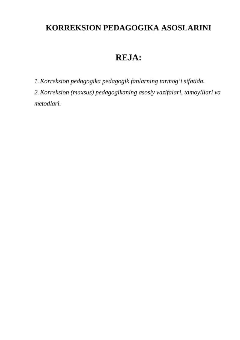 KORREKSION PEDAGOGIKA ASOSLARINI