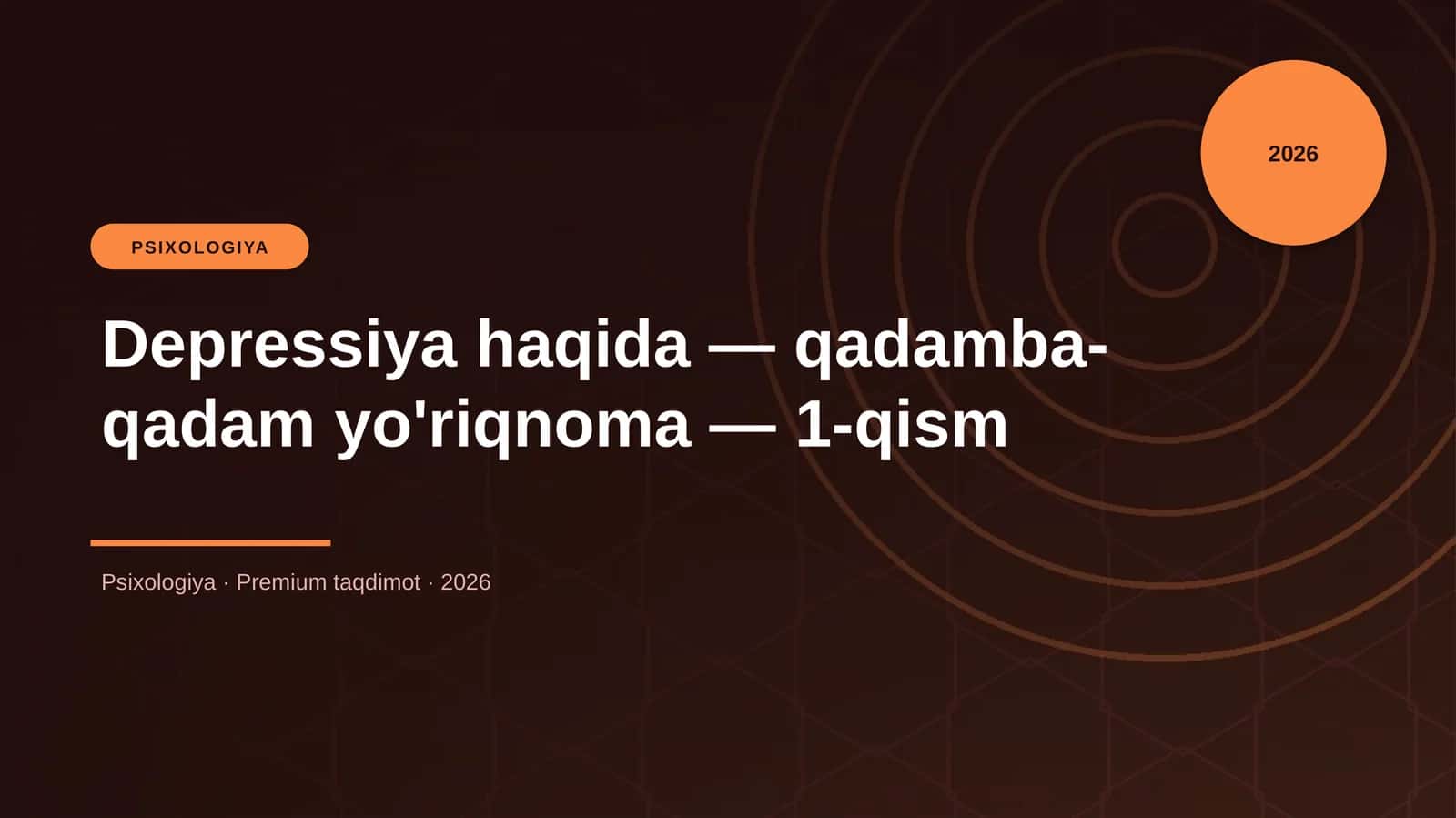 Depressiya haqida — qadamba-qadam yo'riqnoma — 1-qism