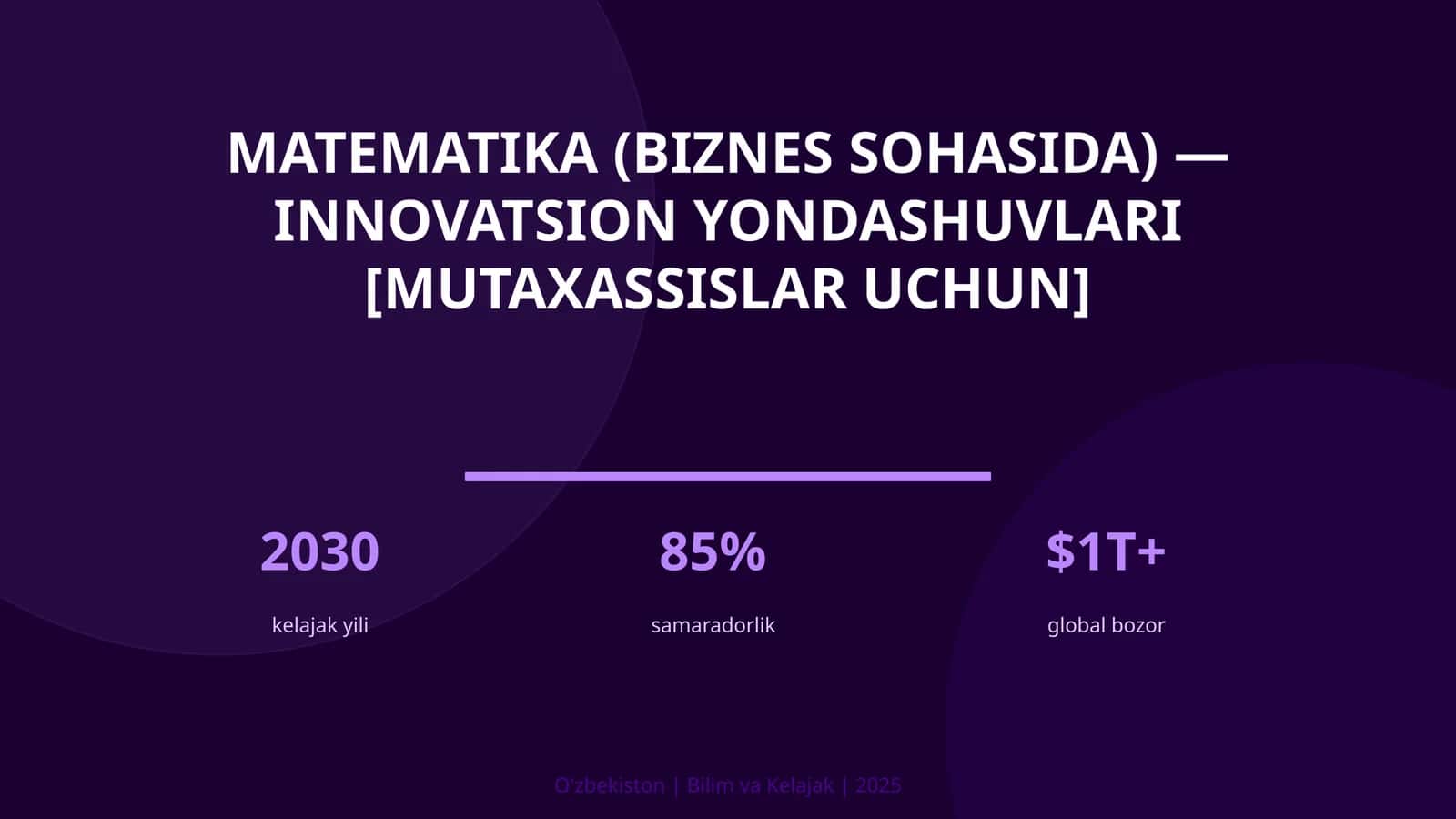 Matematika (biznes sohasida) — innovatsion yondashuvlari [mutaxassislar uchun]