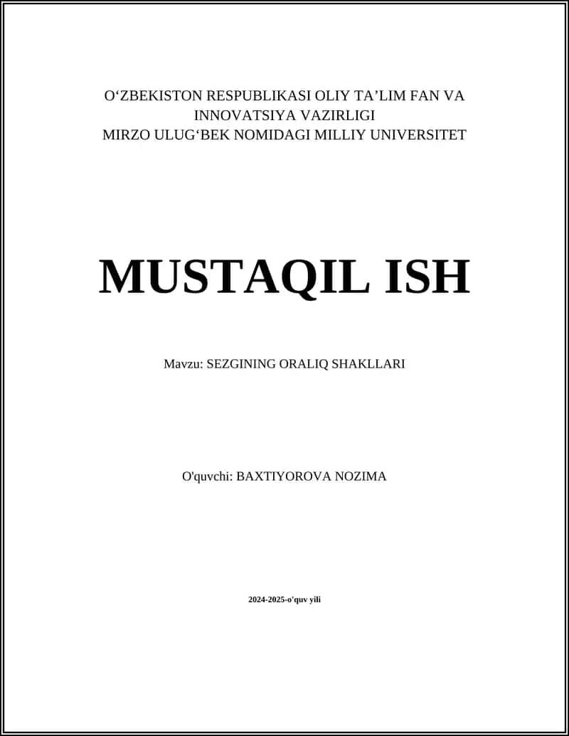 SEZGINING ORALIQ SHAKLLARI