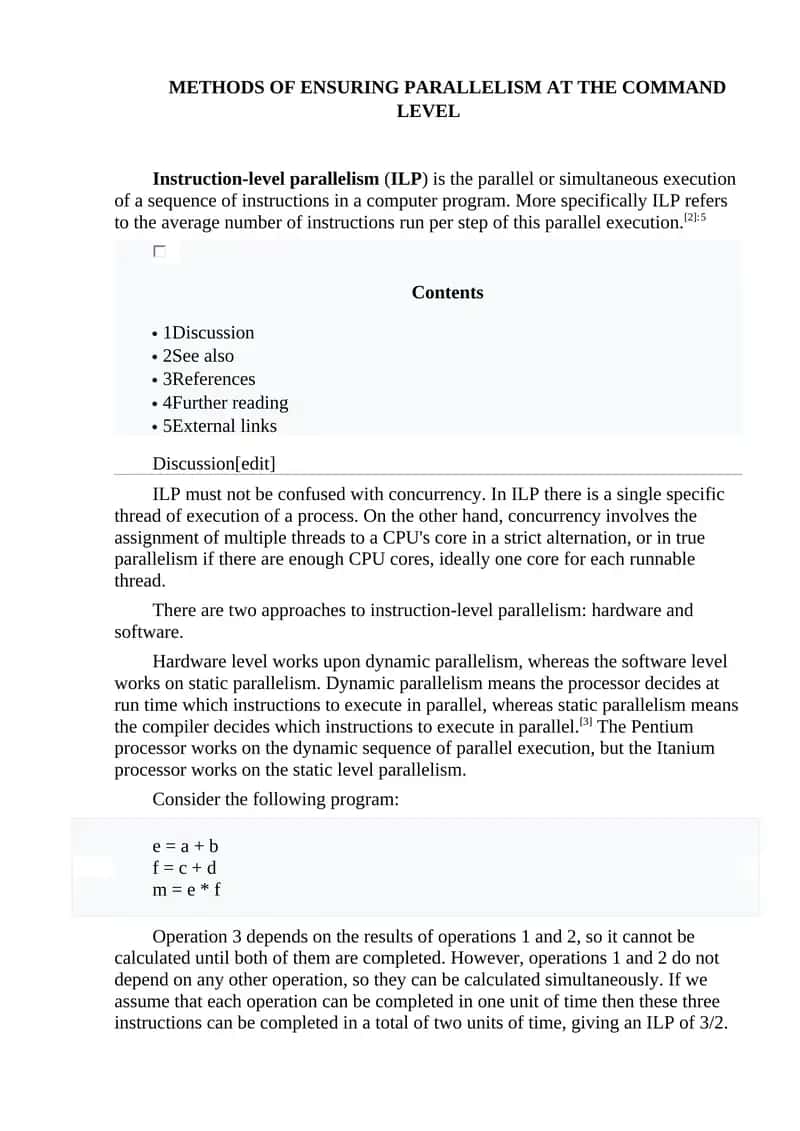 METHODS OF ENSURING PARALLELISM AT THE COMMAND LEVEL