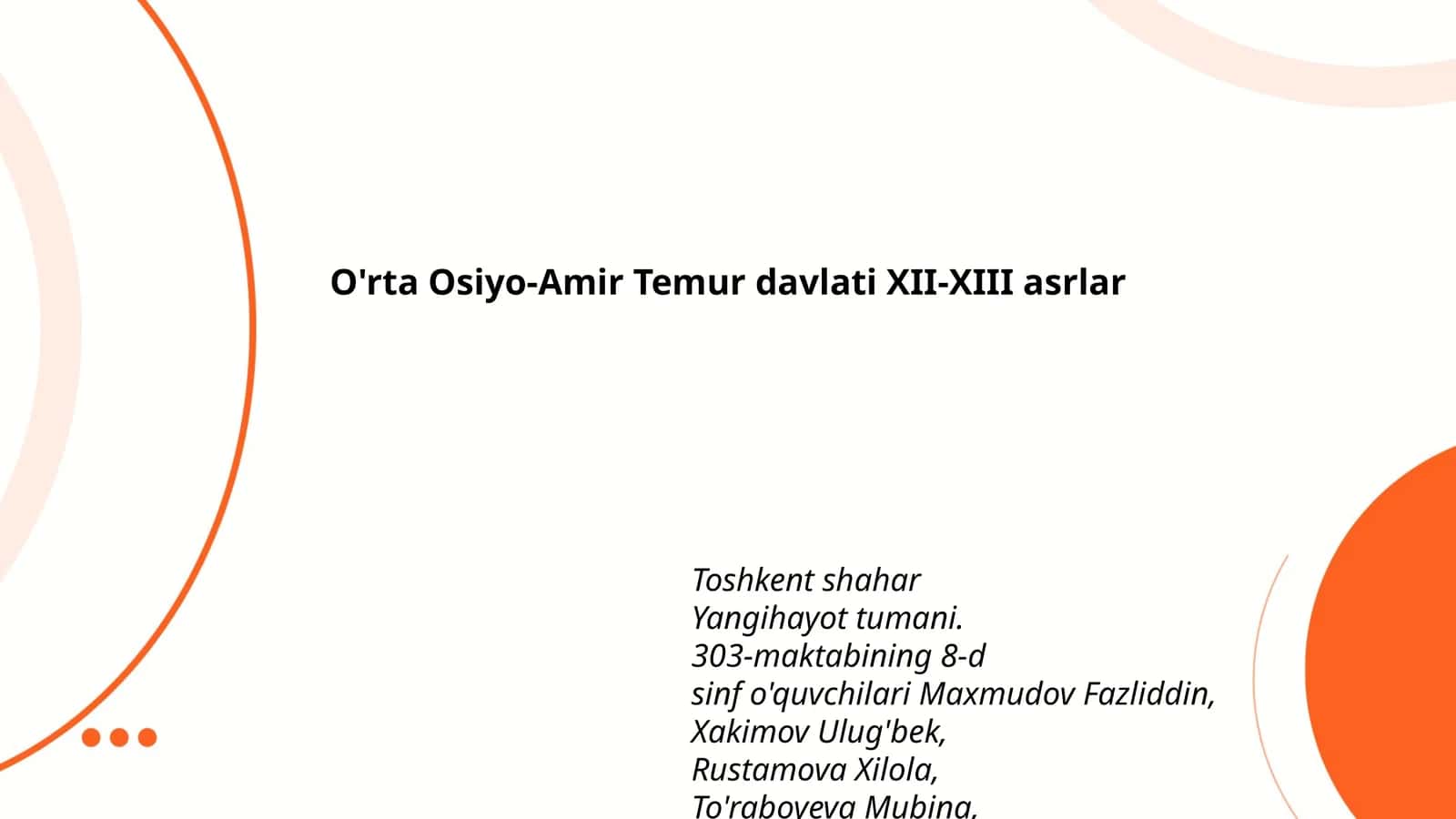 O'rta Osiyo-Amir Temur davlati XII-XIII asrlar