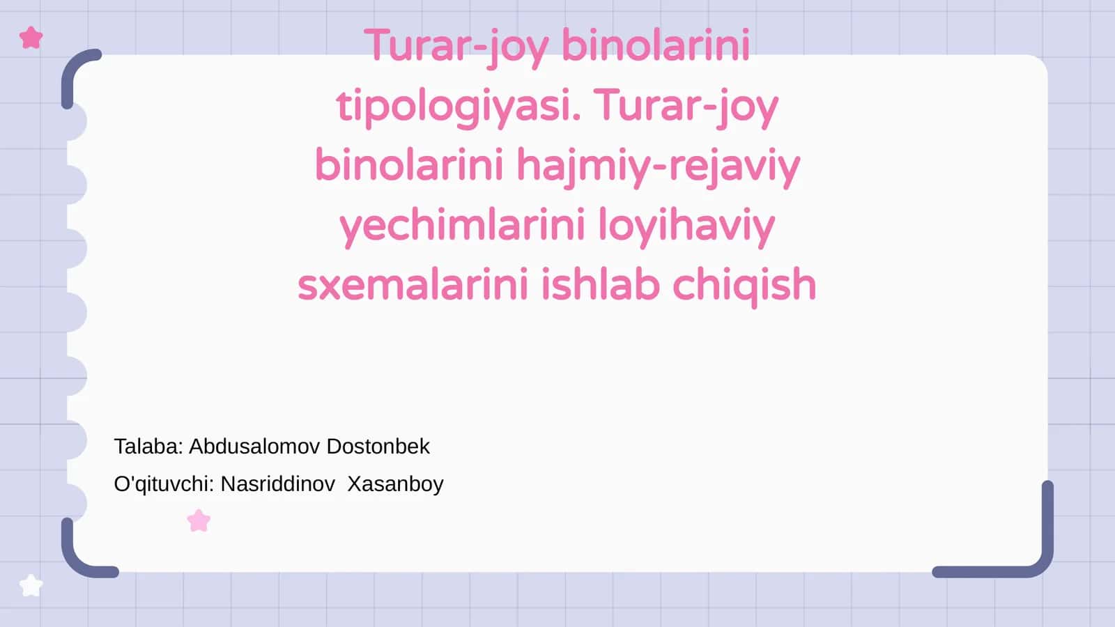 Turar-joy binolarini tipologiyasi