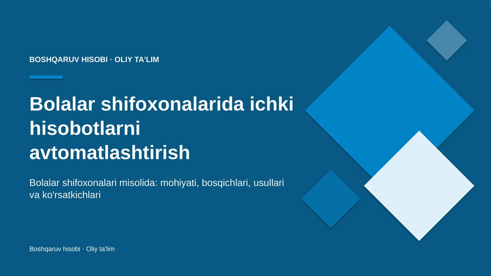 Bolalar shifoxonalarida ichki hisobotlarni avtomatlashtirish