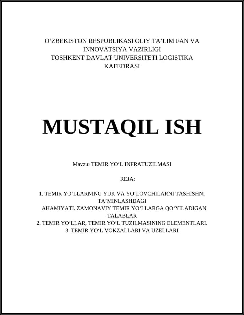 TEMIR YOʻL INFRATUZILMASI