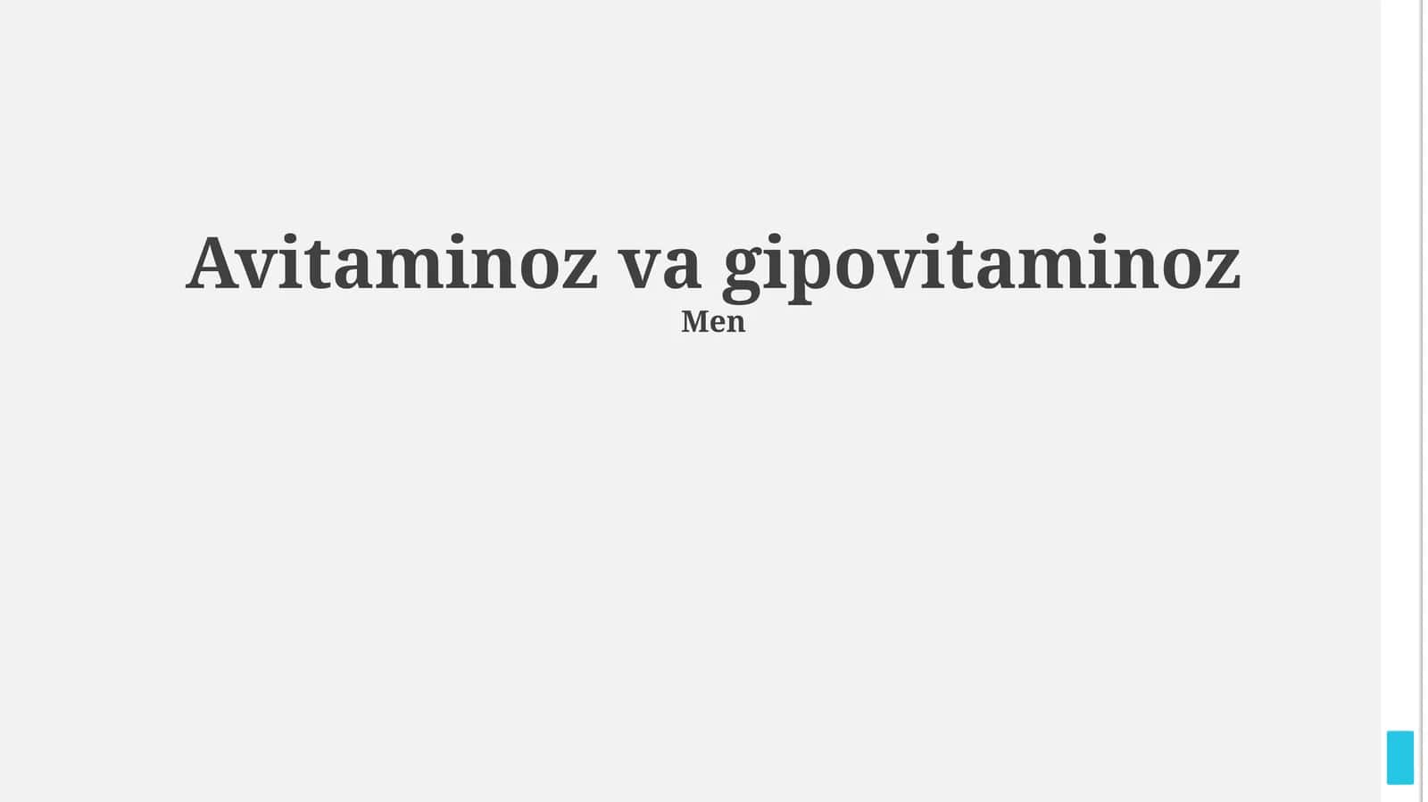 Avitaminoz va gipovitaminoz