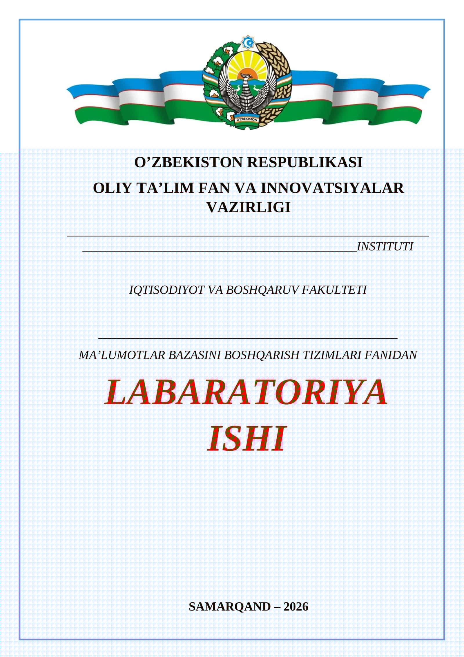 SQL tilida jadvallar yaratish, o'zgartirish va ochirish