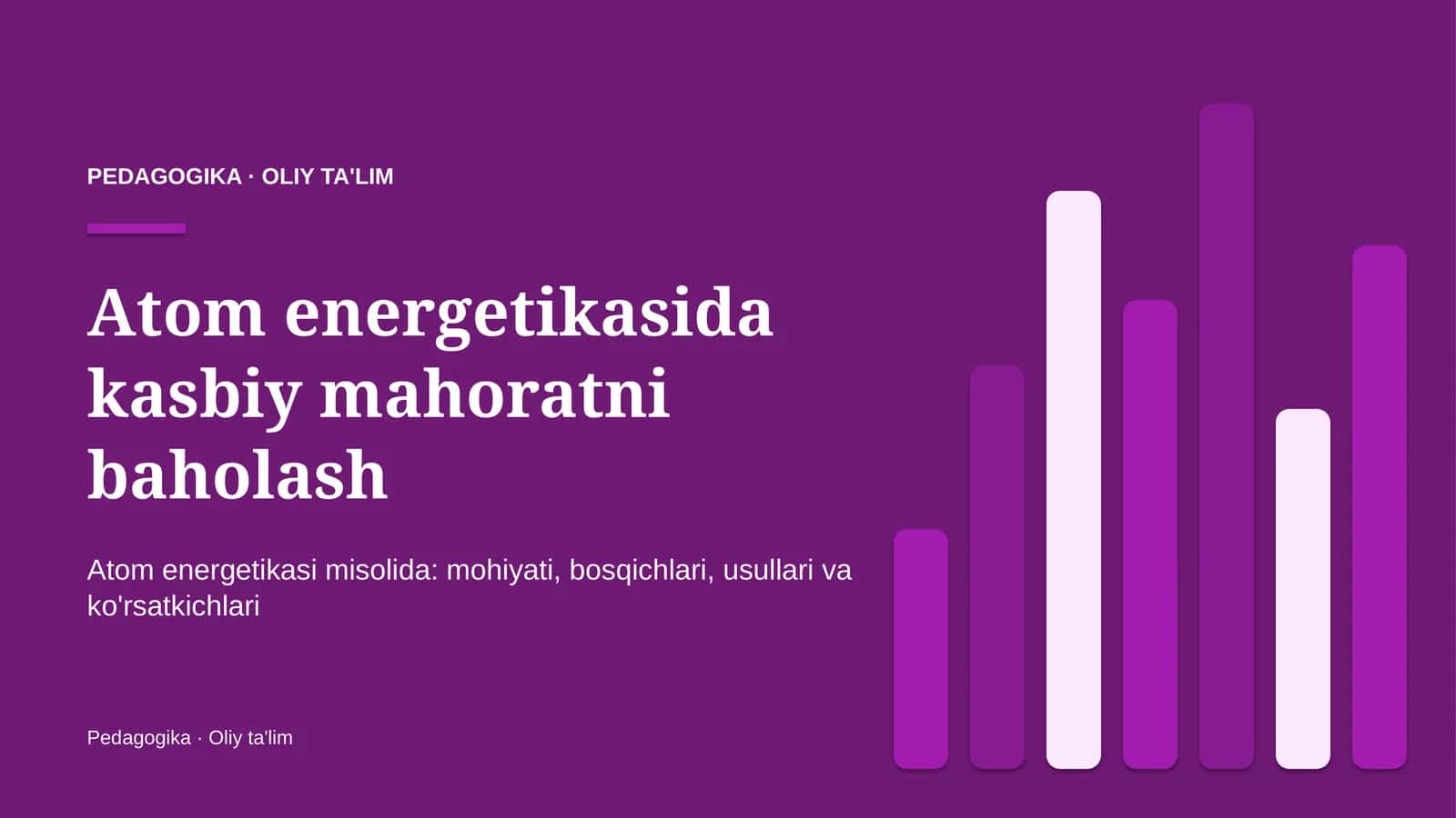 Atom energetikasida kasbiy mahoratni baholash
