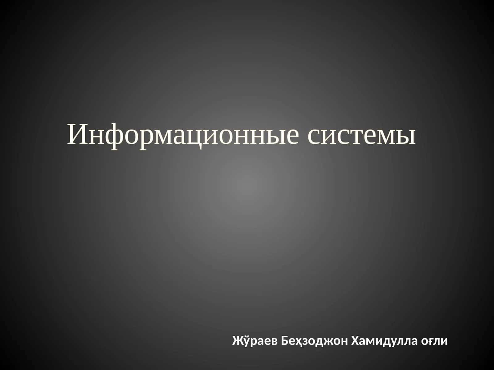Информационные системы