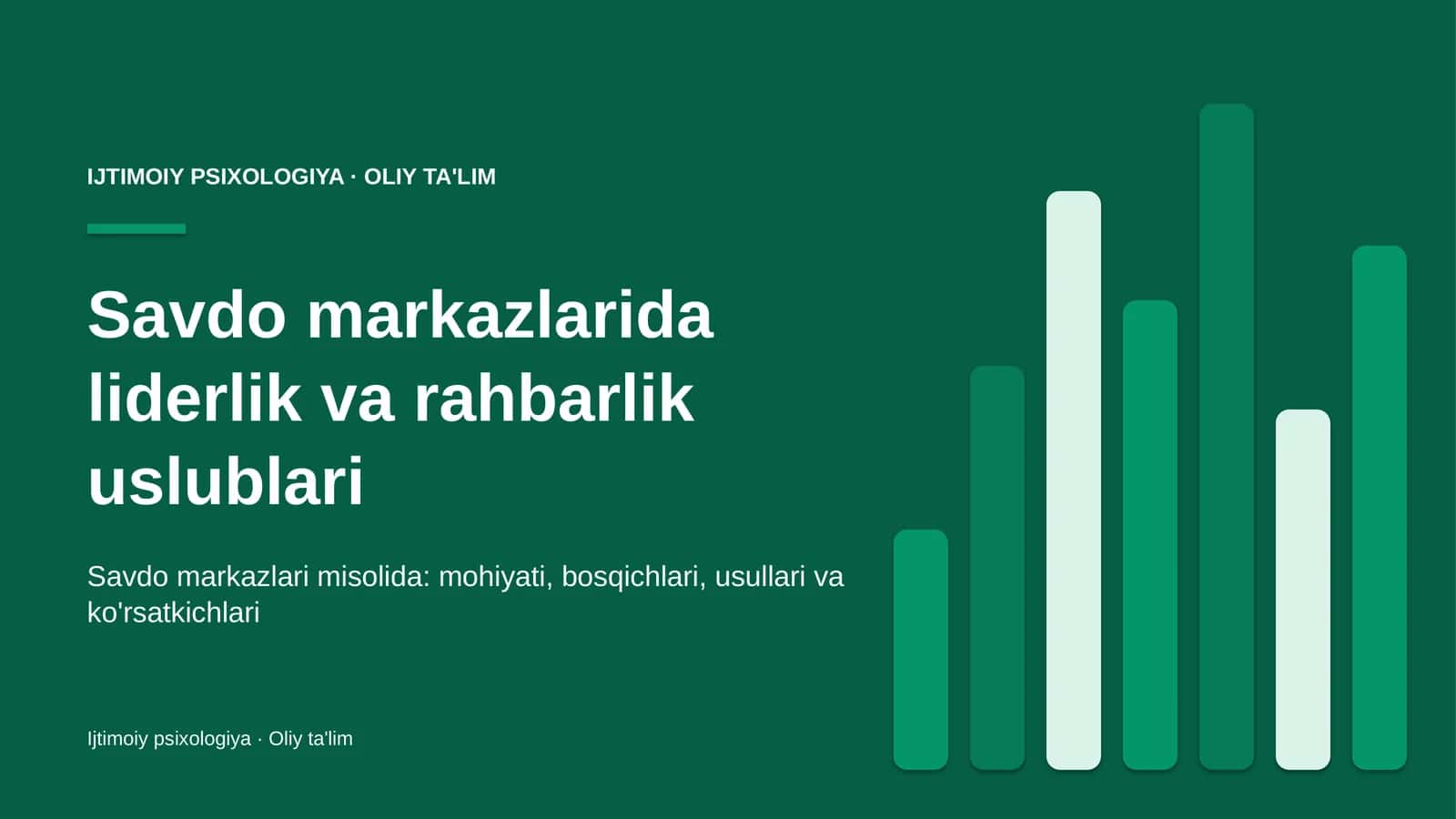 Savdo markazlarida liderlik va rahbarlik uslublari