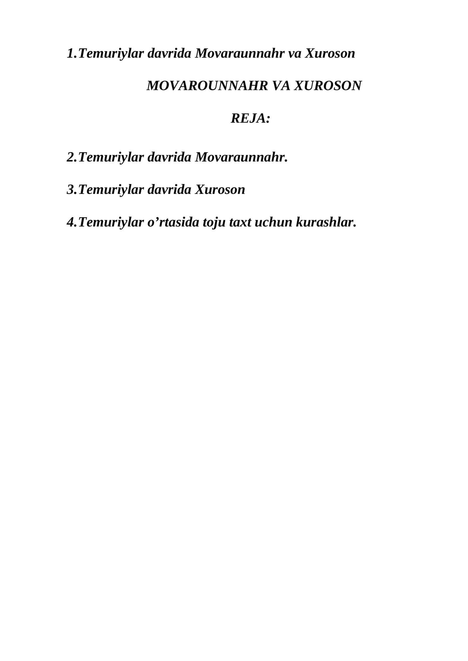 Temuriylar davrida Movaraunnahr va Xuroson