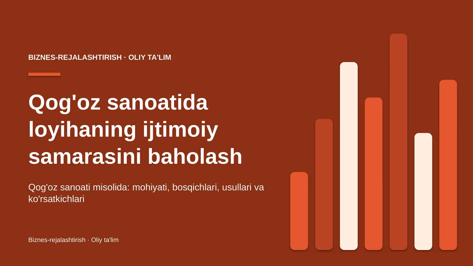 Qog'oz sanoatida loyihaning ijtimoiy samarasini baholash
