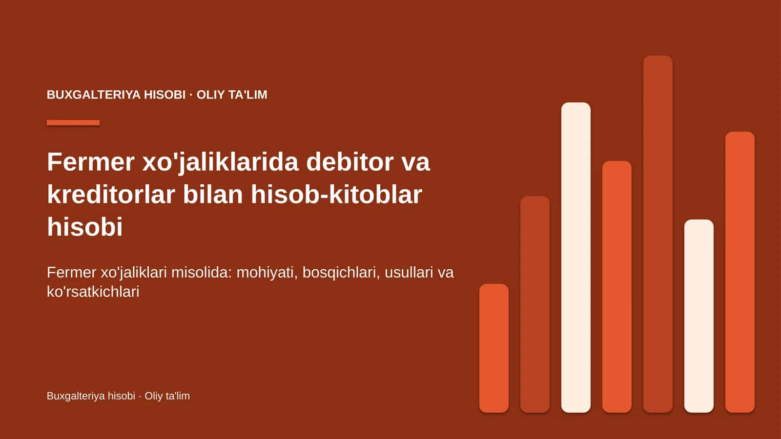 Fermer xo'jaliklarida debitor va kreditorlar bilan hisob-kitoblar hisobi