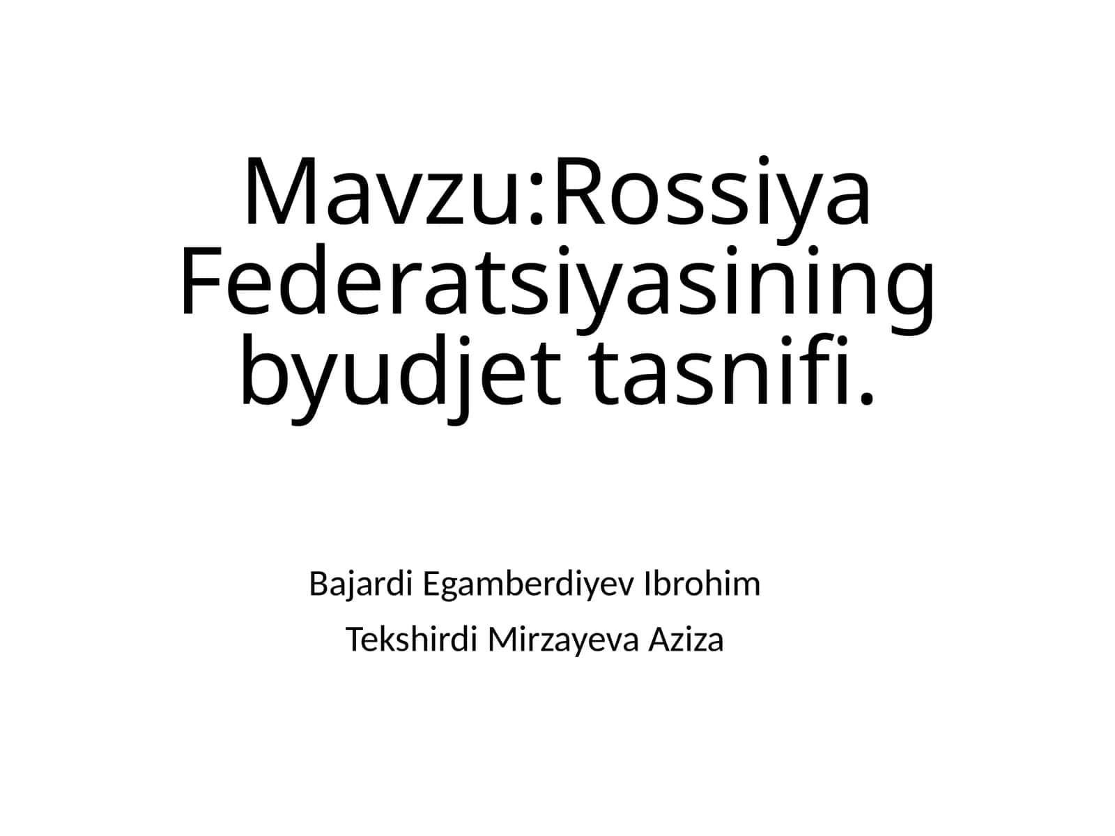 Rossiya Federatsiyasining byudjet tasnifi