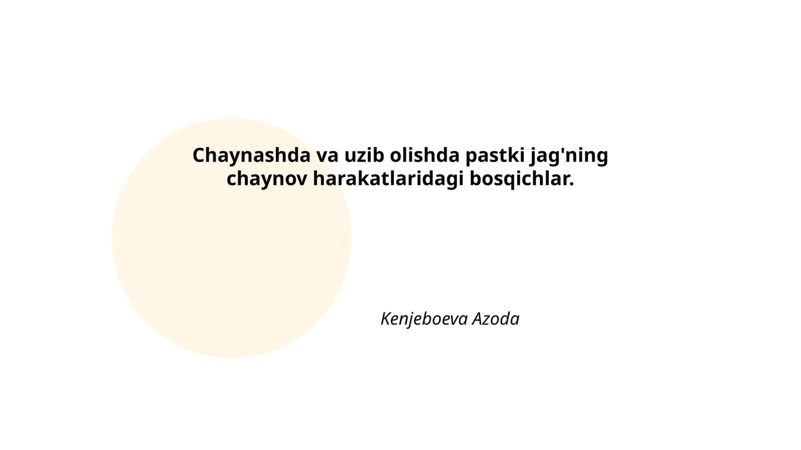 Chaynash jarayonining boshlanishi