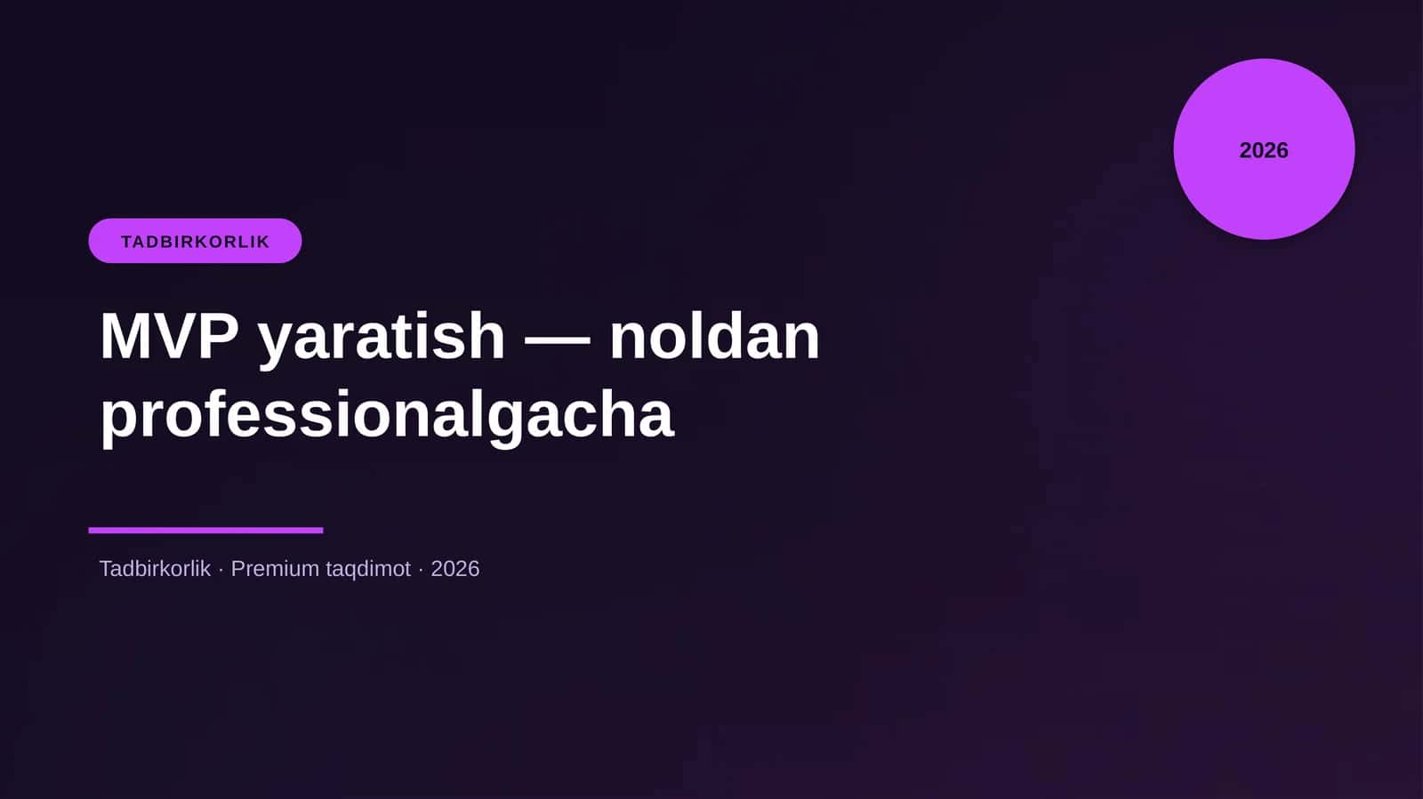 MVP yaratish — noldan professionalgacha