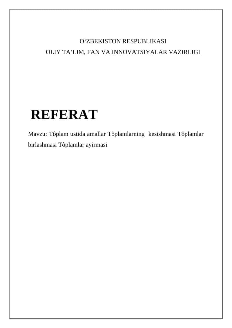 To'plamlar nazariyasi
