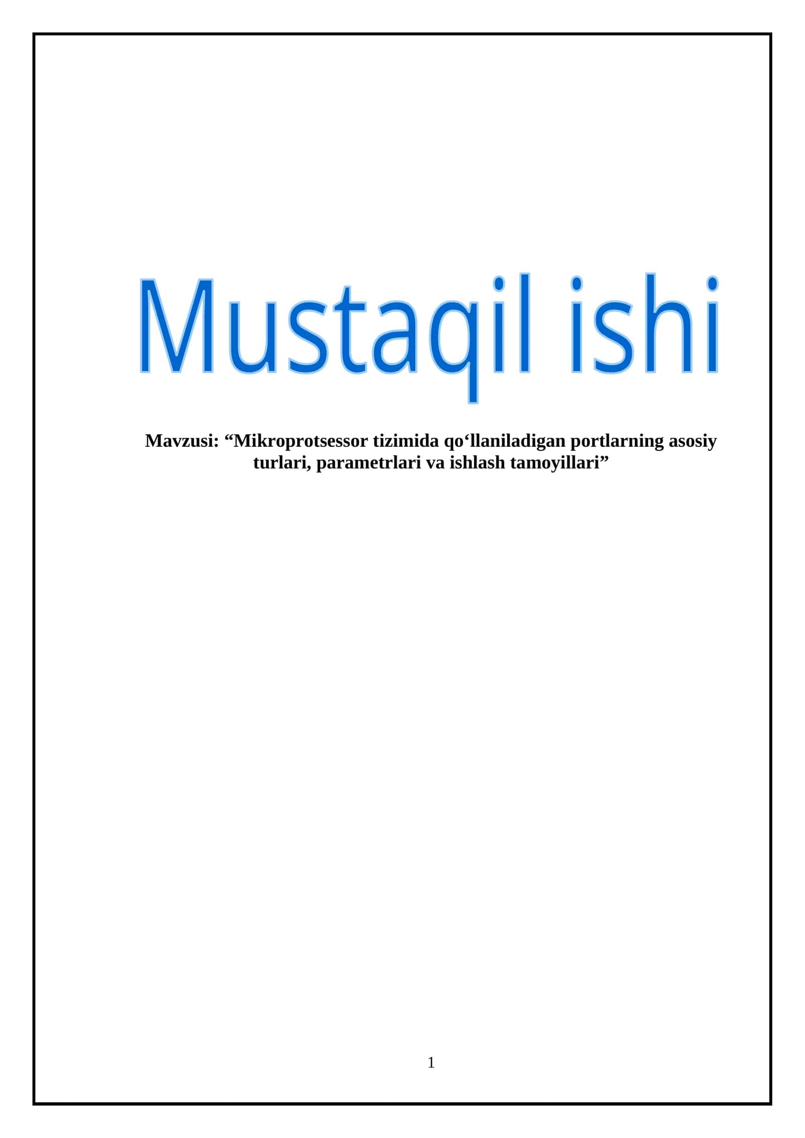Mustaqil ishi