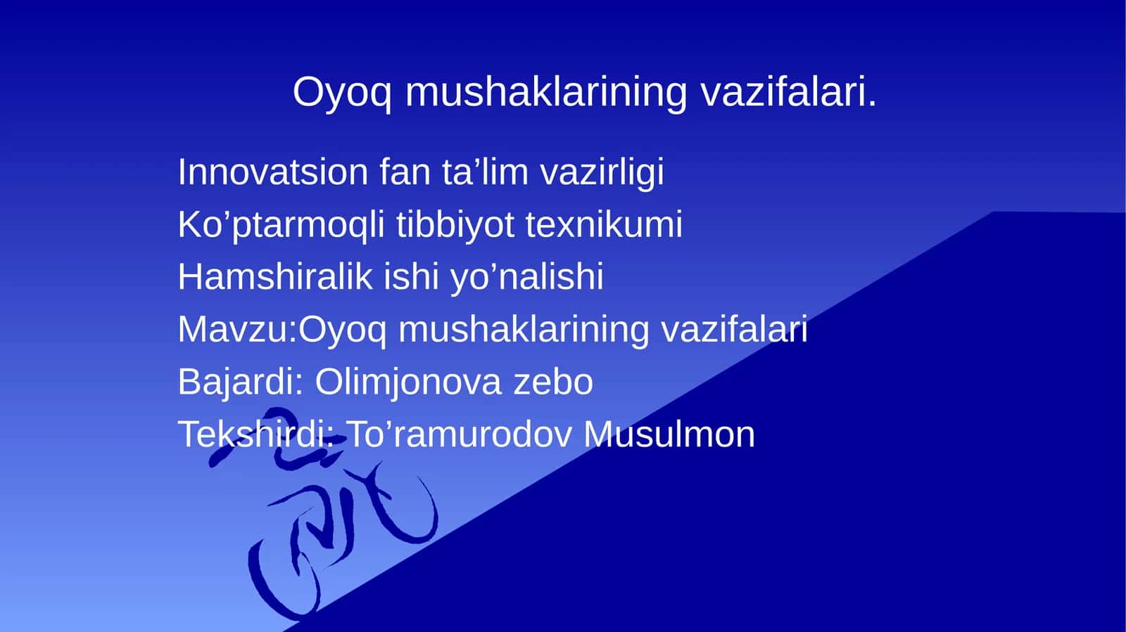 Oyoq mushaklarining vazifalari